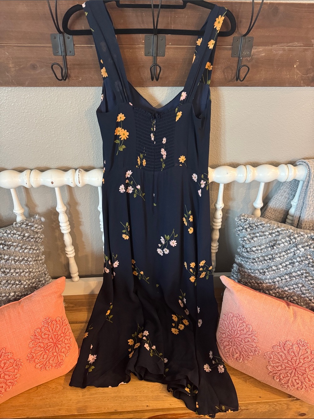 Reformation Black Maxi Dress with Yellow & Pink Floral Print - Picture 2 of 6